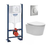 Pack WC Rapid SL autoportant + WC sans bride SAT, fixations cachées + Plaque chrome + Set d'isolation phonique