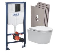 Pack WC Rapid SL + Cuvette sans bride SAT, fixations invisibles + Plaque Noir mat + Set habillage (RapidSL-SATrimless-KF0-sabo)