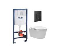 Pack WC Rapid SL + Cuvette sans bride Swiss Aqua Technologies + Plaque de commande noir mat (RapidSL-SATrimless-KF0)