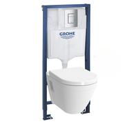Pack WC Rapid SL + cuvette VITRA S50 avec bride + abattant softclose + Plaque de commande Skate Chrome (GROHE-S50softclose)