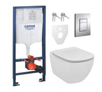Pack WC Rapid SL GROHE + Cuvette Ideal Standard Tesi Aquablade rimless + Plaque de commande Grohe Skate Chrome (GROHEAQUA-SET)
