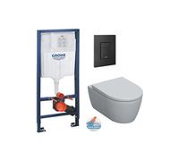 Pack WC Rapid SL + WC suspendu Geberit iCon avec fixations invisibles + Plaque de commande noir mat (RapidSL-ICon-KF0)