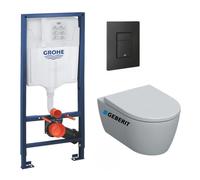 Pack WC Rapid SL + WC suspendu Geberit iCon avec fixations invisibles + Plaque de commande noir mat (RapidSL-ICon-KF0)