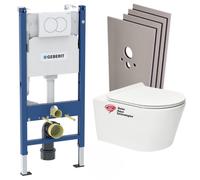 Pack WC sans bride Brevis + Abattant softclose slim + Bâti support Geberit UP100 + Plaque blanche + Set Habillage