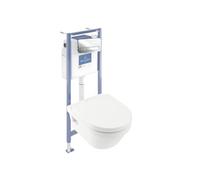 Pack WC sans bride VILLEROY ET BOCH Architectura avec abattant + bâti-support sol et mur Viconnect PRO + plaque chromée brillant