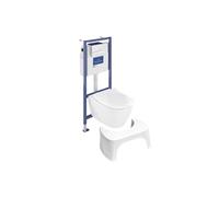 Pack WC sans bride VILLEROY ET BOCH Subway 2.0 abattant frein de chute + bâti-support sol et mur + plaque Chromé + Tabouret