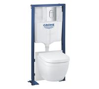 Pack WC Solido autoportant, cuvette compacte Euro Ceramic Vortex et abattant