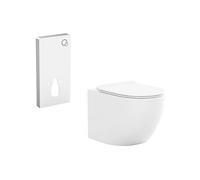 Pack WC suspendu avec bâti-support décoratif - Blanc brillant - JAVOINE