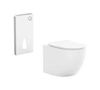 Pack WC suspendu avec bâti-support décoratif - Blanc brillant - JAVOINE