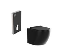 Vente-unique JAVOINE - WC mural avec support décoratif - Noir mat
