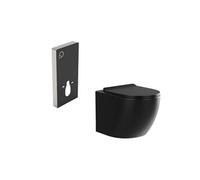 Pack WC suspendu avec bâti-support décoratif - Noir mat - JAVOINE