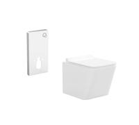 Pack WC suspendu blanc avec bâti-support décoratif - CLEMONA