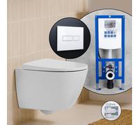 Pack WC suspendu compact Roca Ona et bâti-support neeos,, A346688000+16601WH#SET,