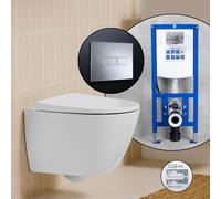 Pack WC suspendu compact Roca Ona et bâti-support neeos,, A346688S00+16601CR#SET,