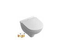 Pack WC suspendu compact sans bride VILLEROY ET BOCH O Novo + abattant + plaque chromée + bâti Grohe