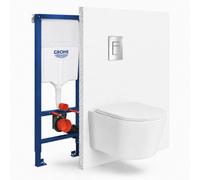 Pack WC suspendu complet avec bâti-support GROHE Rapid SL, cuvette Ceramia Vortex, abattant SoftClose, plaque chromée