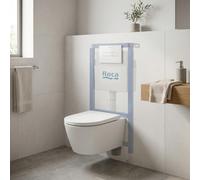 Pack WC suspendu complet avec bâti-support Roca, cuvette design sans bride et abattant soft-close