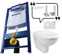Pack WC suspendu Geberit autoportant avec abattant standard + bâti -support + plaque Sigma 01 blanc