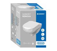 Pack WC suspendu Geberit Renova 54cm, Rimfree, abattant ralenti et déclipsable, Blanc