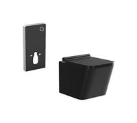Pack WC suspendu noir mat avec bâti-support décoratif - CLEMONA
