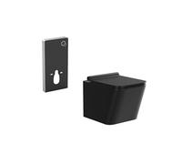 Pack WC suspendu noir mat avec bâti-support décoratif - CLEMONA