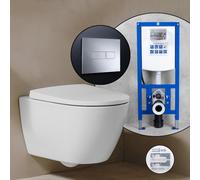 Pack WC suspendu Roca Ona et bâti-support neeos,, A346687S00+16601CR#SET,
