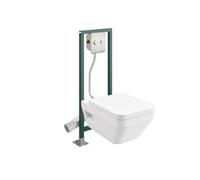 Pack WC suspendu sans bride Architectura Twistflush rectangle + Abattant + Bâti-support autoportant PRESTO + Plaque