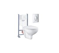 Pack WC suspendu sans bride Bau Cerami avec bâti support Rapid SL Project et plaque de commande Start chromé