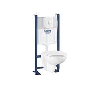Pack WC suspendu sans bride Bau Ceramic avec abattant, bâti support WC Grohe Rapid SL Project et plaque de commande Start