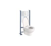 Pack WC suspendu sans bride compact Duravit No.1 + bâti support GROHE Rapid SL Projet + abattant + plaque blanc