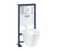 Pack WC suspendu sans bride GROHE + Abattant frein de chute + Bâti-support autoportant + Plaque chromée