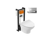 Pack WC suspendu sans bride Nouvelle vague + bati support + plaque chromé