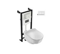 Pack WC suspendu sans bride Odéon Rive Gauche + bâti support + plaque avec abattant extra plat
