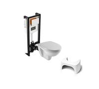 Pack WC suspendu sans bride Patio + tabouret physiologique blanc