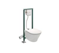 Pack WC suspendu sans bride Rodin+ + Abattant frein de chute + Bâti-support autoportant PRESTO + Plaque chromée