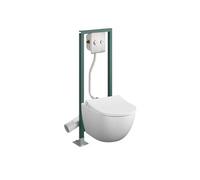 Pack WC suspendu sans bride Sento blanc mat + Abattant frein de chute + Bâti-support autoportant PRESTO + Plaque chromée