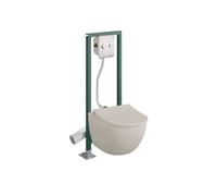 Pack WC suspendu sans bride Sento lin + Abattant frein de chute + Bâti-support autoportant PRESTO + Plaque chromée