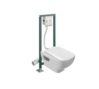 Pack WC suspendu sans bride Struktura + Abattant + Bâti-support autoportant PRESTO + Plaque chromée