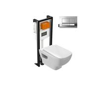 Pack WC suspendu sans bride Struktura+ bâti-support + plaque Chrome