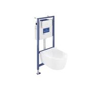 Pack WC suspendu sans bride VILLEROY ET BOCH Avento + Bâti support ViConnect Pro + abattant frein de chute + plaque blanche