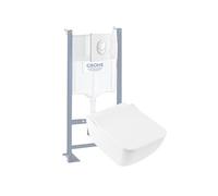Pack WC suspendu sans bride VILLEROY ET BOCH Venticello + abattant + plaque blanche + bâti Grohe