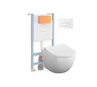 Pack WC suspendu Sento blanc + bâti autoportant V-Fix Core + Plaque Round Blanche