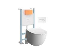 Pack WC suspendu Sento blanc + bâti autoportant V-Fix Core + Plaque Round Blanche