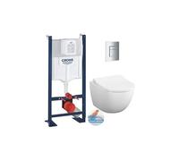 Pack WC Vitra Sento sans bride + Rapid SL autoportant NF + plaque Skate Cosmo chrome (ProjectSento-1)