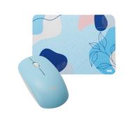 WE Pop Pack Tapis de Souris Design Bleu Abstrait : 200x140x3mm + Souris Optique sans-Fil 2.4 GHz