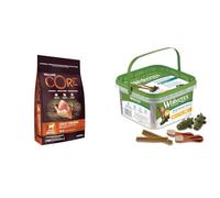 Pack Wellness Core & WHIMZEES - Croquettes Dinde & Poulet 10kg + Friandises Dentaires Naturelles 28 Pièces - Chiens de Taille Moyenne