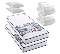 Pack Westend- Lot de 2 Matelas London mousse 90x190 + 2x couettes + 2x oreillers- Fabriqué en Belgique