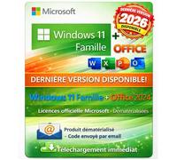 Pack Windows 11 FAMILLE + OFFICE 2024 - Dernière version 2026 - Envoi Immédiat Dématérialisé