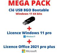 PACK WINDOWS 11 SUR CLE USB BOOTABLE + LICENCE WINDOWS 11 PRO + LICENCE OFFICE 2021 PRO PLUS