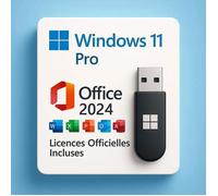PACK WINDOWS 11 SUR CLE USB BOOTABLE + LICENCE WINDOWS 11 PRO + LICENCE OFFICE 2024 PRO PLUS
